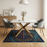Blue and Teal Nautical Compass Rose Area Rug