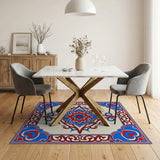 Red Blue Medallion Persian Area Rug