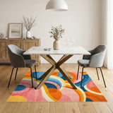 Multi-color and Patterns Vibrant Multi-Color Abstract Swirl Area Rug