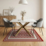 Red Geometric Heritage Tribal Area Rug