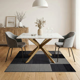 Modern Black White Geometric Block Geometric Modern Area Rug