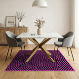 Pink Black Geometric Maze Area Rug