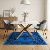 Ornate Blue Filigree Area Rug