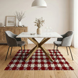 Rustic Red Gingham Check Area Rug