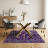 Purple Vibrant Purple Floral Persian Area Rug