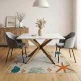 Coastal Starfish Seashell Area Rug