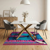 Bold Cowboy Blue Jeans Southwestern Area Rug