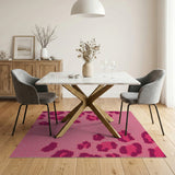 Pink Leopard Print Tufted Boho Chic Area Rug