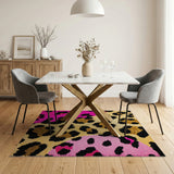 Glitter Leopard Pink Gold Area Rug