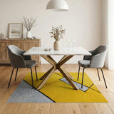 Vibrant Yellow Geometric Block Area Rug