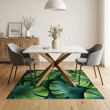 ODIKA Washable Tropical Monstera Leaf Area Rug - Low Pile Non-Slip Indoor Rug