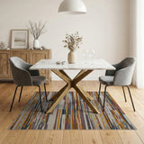 ODIKA Modern Abstract Striped Machine Washable Rug - Low Pile Non-Slip Area Rug for Living Room Bedroom