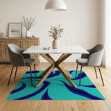 Abstract Area Teal Blue Abstract Wave Area Rug