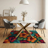 Vibrant Hibiscus Monstera Tropical Area Rug