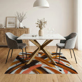 Abstract Brushstroke Area Rug in Warm Earth Tones
