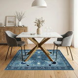 Moon Phase Celestial Blue Area Rug