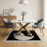 Geometric Modern Yin-Yang Balance Black White Area Rug