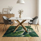 Green Lush Green Monstera Banana Leaf Area Rug