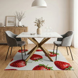 Red Vibrant Strawberry Fruit Pattern Area Rug