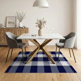 Blue and Teal Navy Buffalo Check Plaid Area Rug