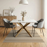Beige Brown Vertical Striped Area Rug