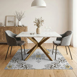 Ornate Blue Teal Floral Medallion Rug