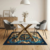 Vintage Compass Treasure Map Area Rug