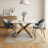 Gold Celestial Sun Stars Boho Area Rug