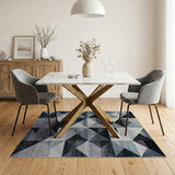 Modern Grey Geometric Triangle Area Rug