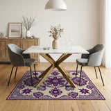 Purple Floral Mandala Persian Area Rug