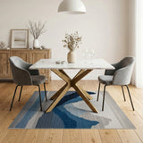 Blue Layered Mountains Geometric Area Rug