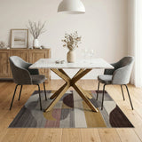 Multi-Color Curved Geometric Area Rug