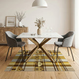 Brown Tan Plaid Rustic Farmhouse Rug with Houses