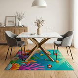 Vibrant Cartoon Clownfish Coral Reef Rug