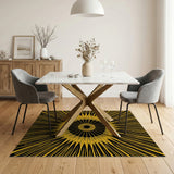 Yellow Bold Yellow Sunburst Geometric Area Rug