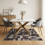 Beige and Neutral Neutral Patchwork Geometric Area Rug