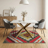 Vibrant Red Diamond Southwestern Area Rug