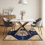 Nautical Compass Anchor Vintage Area Rug