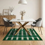 Emerald Green Checkered Plaid Area Rug