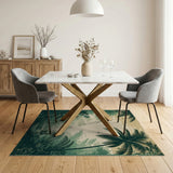Lush Tropical Jungle Palm Silhouette Area Rug
