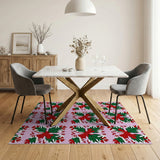 Pink Poinsettia Papercut Holiday Area Rug