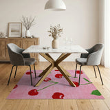 Whimsical Cherry Tufted Pink Area Rug