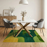 Vibrant Green Curved Geometric Area Rug
