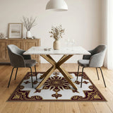 Ornate Maroon Gold Medallion Area Rug