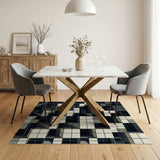 Black White Geometric Cube Area Rug