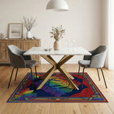 Rainbow Jacket Peacock Frame Area Rug