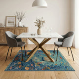 Teal Ocean Sailboat Vibrant Fish Area Rug
