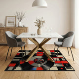 Geometric Modern Retro Vinyl Record Geometric Area Rug