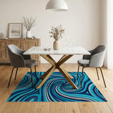 Blue and Teal Blue Teal Swirl Abstract Area Rug