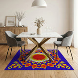 Vibrant Persian Mandala Area Rug with Fiery Sunburst